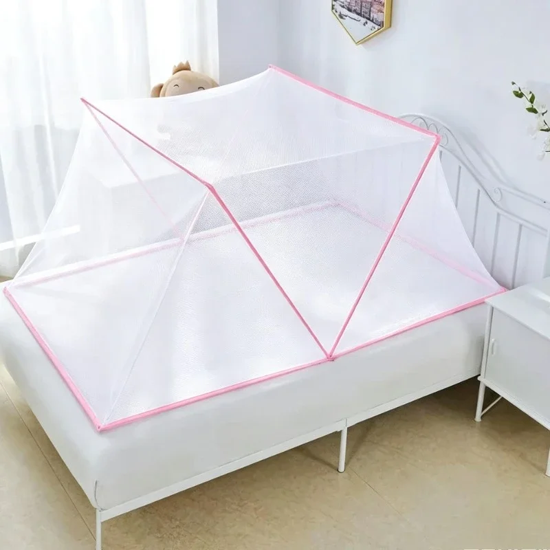 yesHigh-end bedroom soft decoration | simple pink edge design + drape fabric, anti-mosquito and improve the appearance of the sp