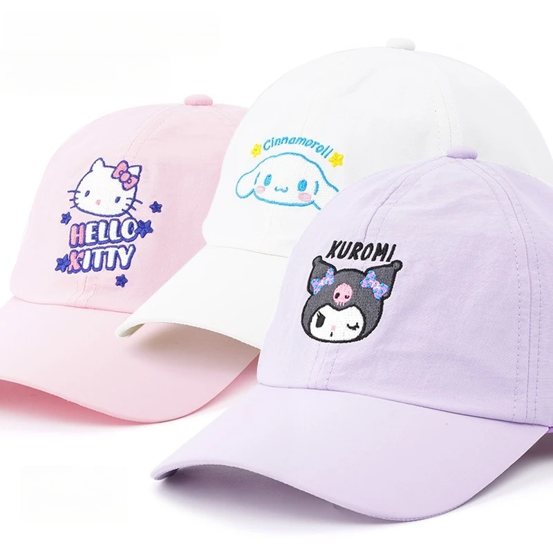 

Kawaii Hello Kitty Hat Cute Cartoon Children Sunscreen Fashion Trend Versatile Duck Tongue Hat Travel Women Products Wholesale
