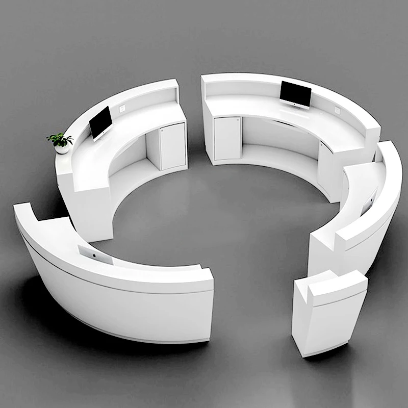 

Customized.Customizable Modern Beauty Salon Reception Desk Company Painted Curved Cashier Counter Modernistic