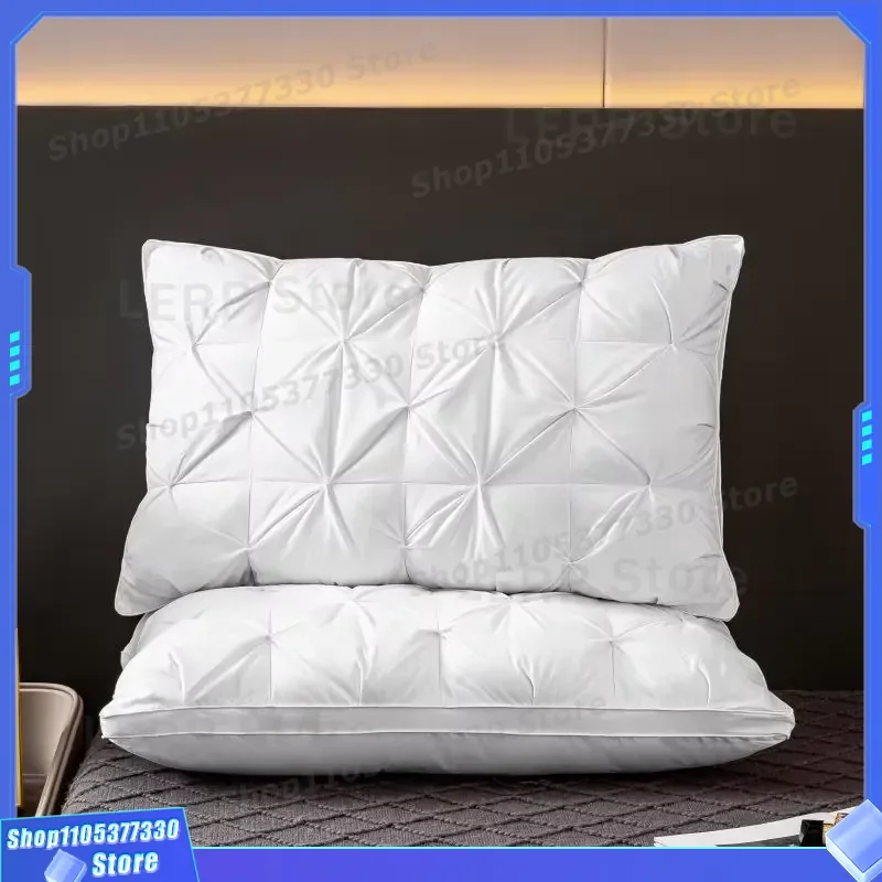 Luxury 95 Percent White Goose Down Pillow OEKO TEX Certified 3 Layer Pleated Core Soft Supportive 100 Cotton Breathable Hotel