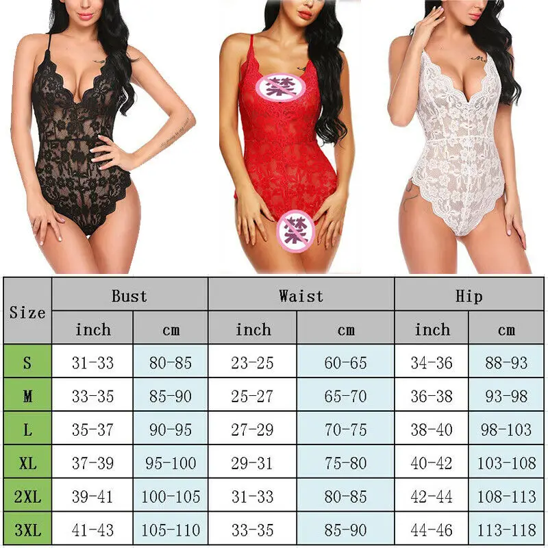 Bodysuit One Piece Black V-neck Lingerie Hot Erotic Teddies Bodysuit Sexy Women Floral Lace Sexy Costume