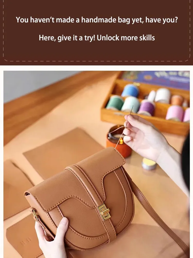 DIY Vintage Small Women Saddle Shoulder Bags Leather Crossbody Bag Female Handbags and Purse Women\'s Travel Messenger Bag