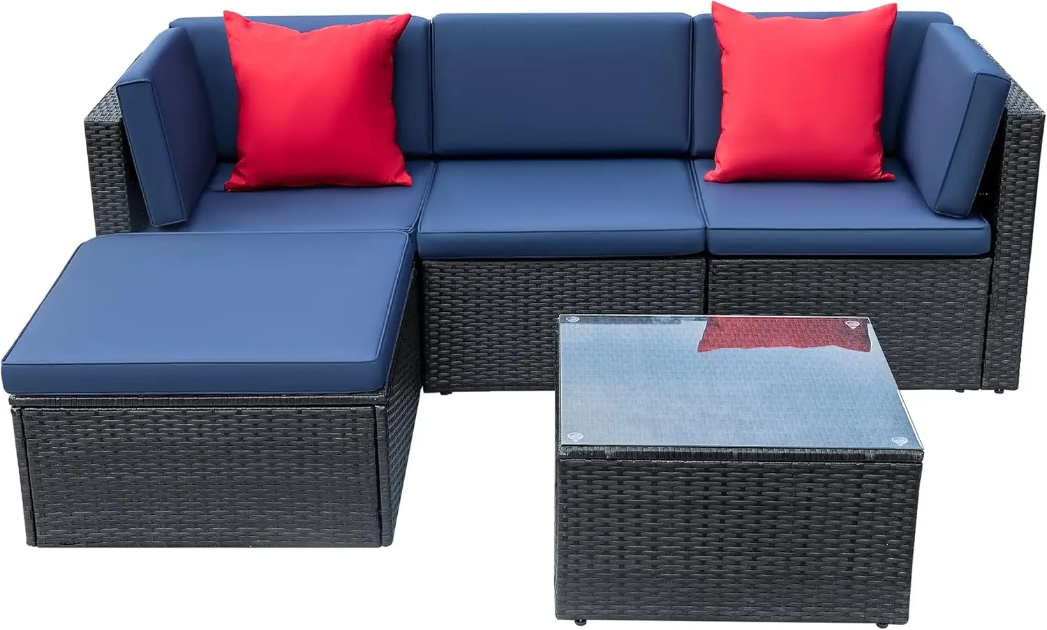 5-częściowe zestawy mebli ogrodowych All Weathevr Outdoor Sectional Patio Sofa Ręczne tkanie Wiklinowe rattanowe sofy do siedzenia na patio