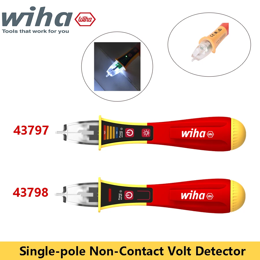 

Wiha 43797|43798 Single-pole Non-Contact Volt Detector Includes two AAA batteries Voltage 12 - 1,000 V AC Electrical Tools