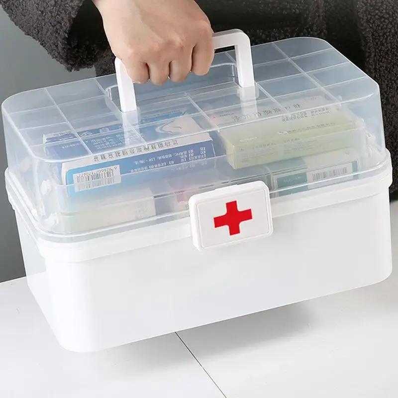 First Aid Kit Medicine Storage Box Portable Emergency Box Household Double Layers Medicine Boxes Medical Kit Storage Organizer