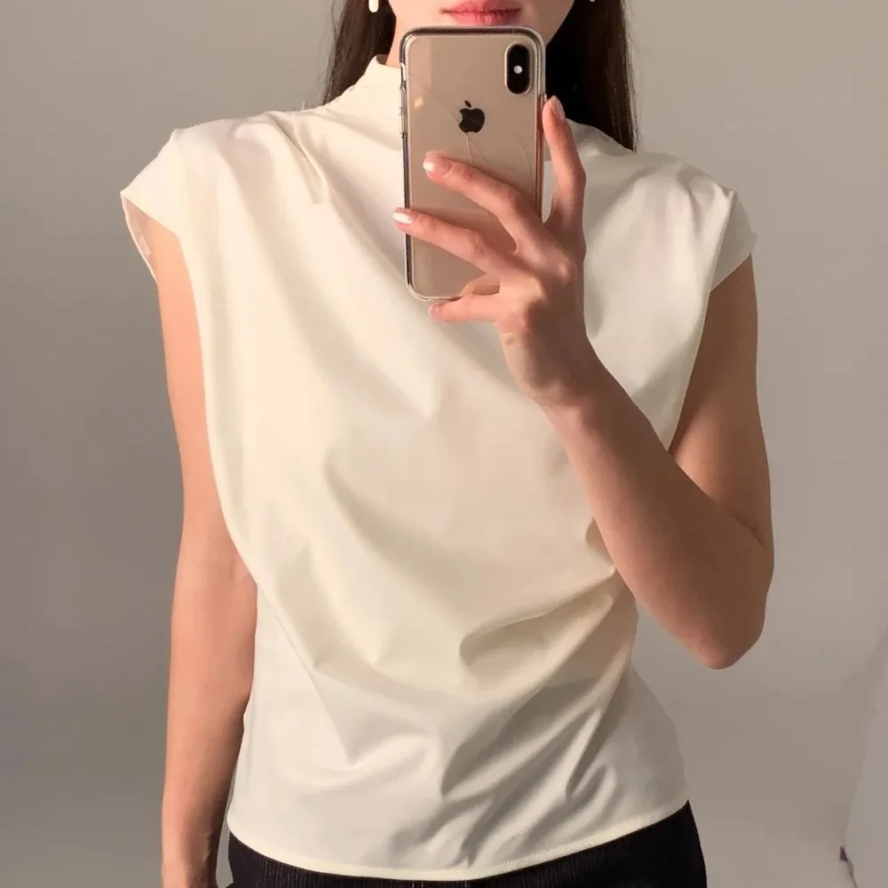 2026 Summer New Chic Korean Style Casual Versatile Sleeveless Waist-Cinching Top Simple Daily Fashion Small