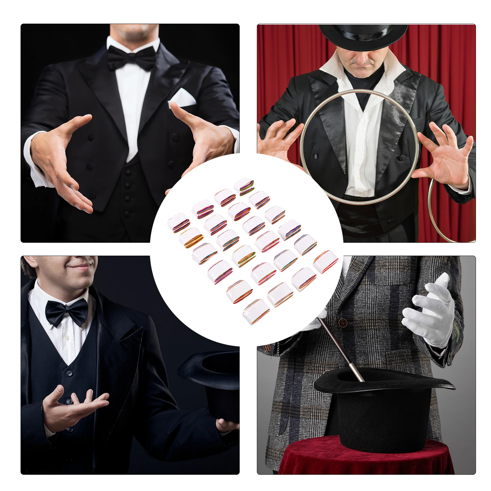 

24pcs Mouth Coils Paper Colored Vomit Paper Stage Performance Tricks Gimmick Funny Portable For Party Performance