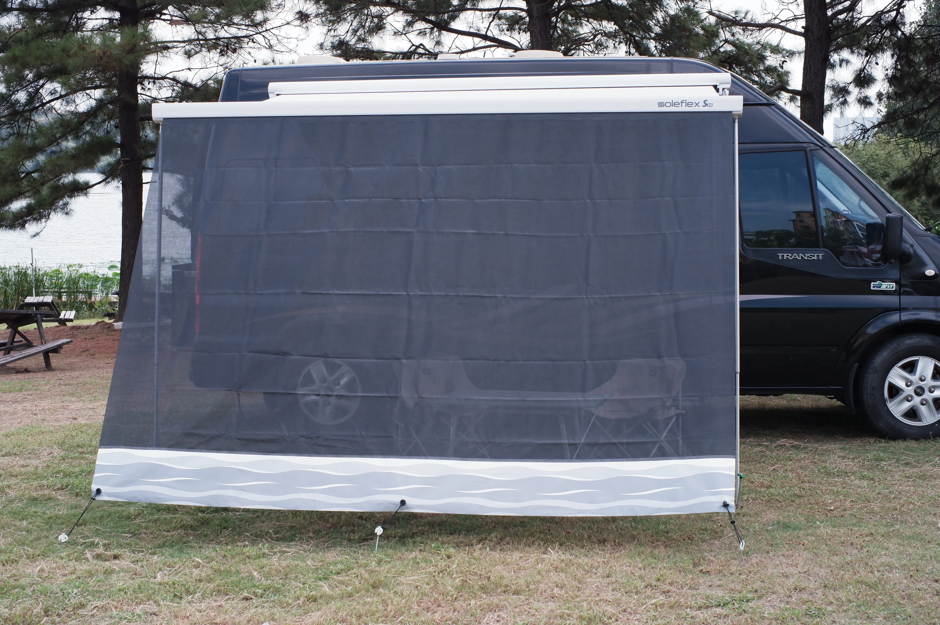 RV Awning Shade Screen Mesh Sun Blocker with UV Protection for Motorhome Camping