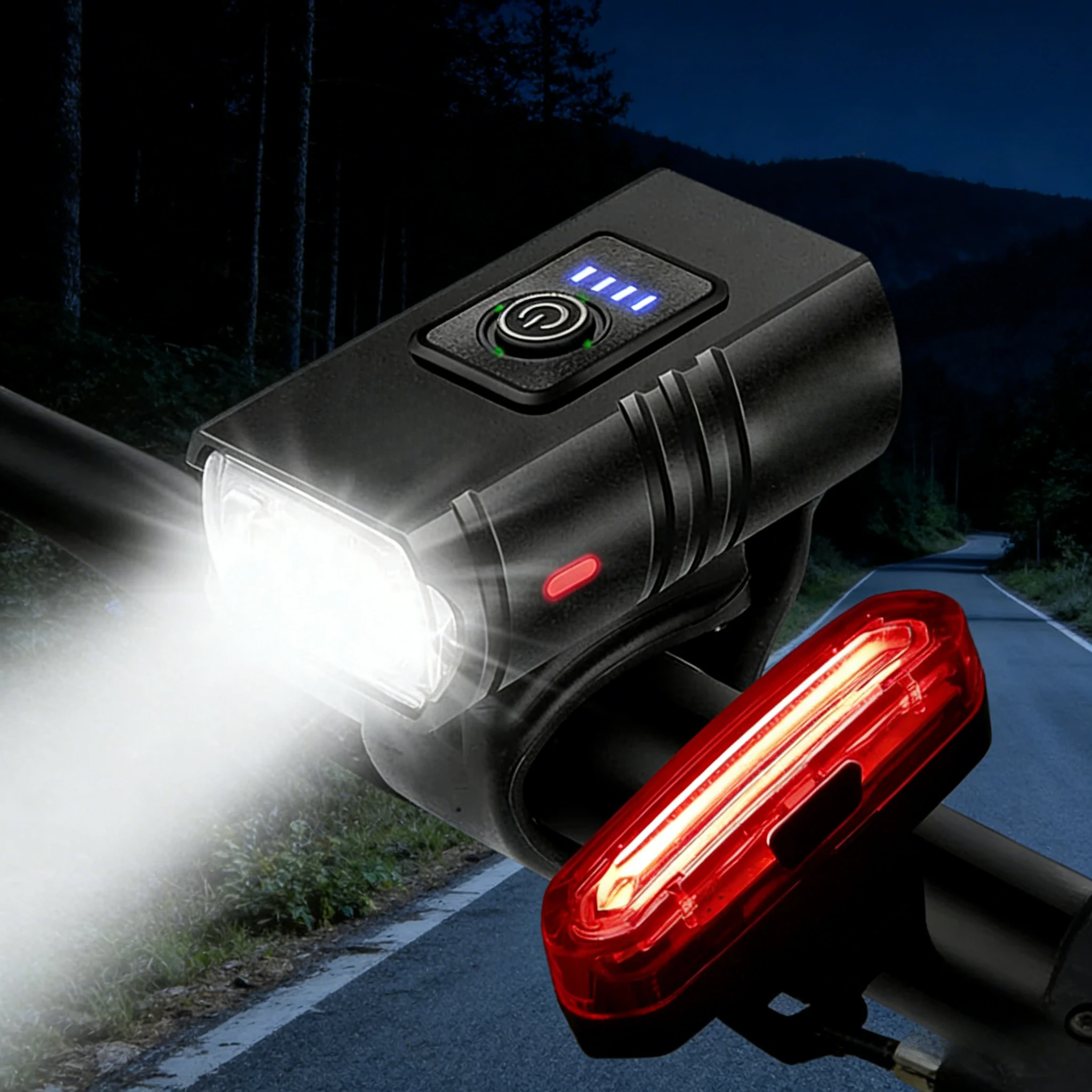 Front Rear Bicycle Light T6 LED Front USB Rechargeable MTB Mountain Bicycle Lamp Bike Headlight Flashlight Cycling Scooter tail