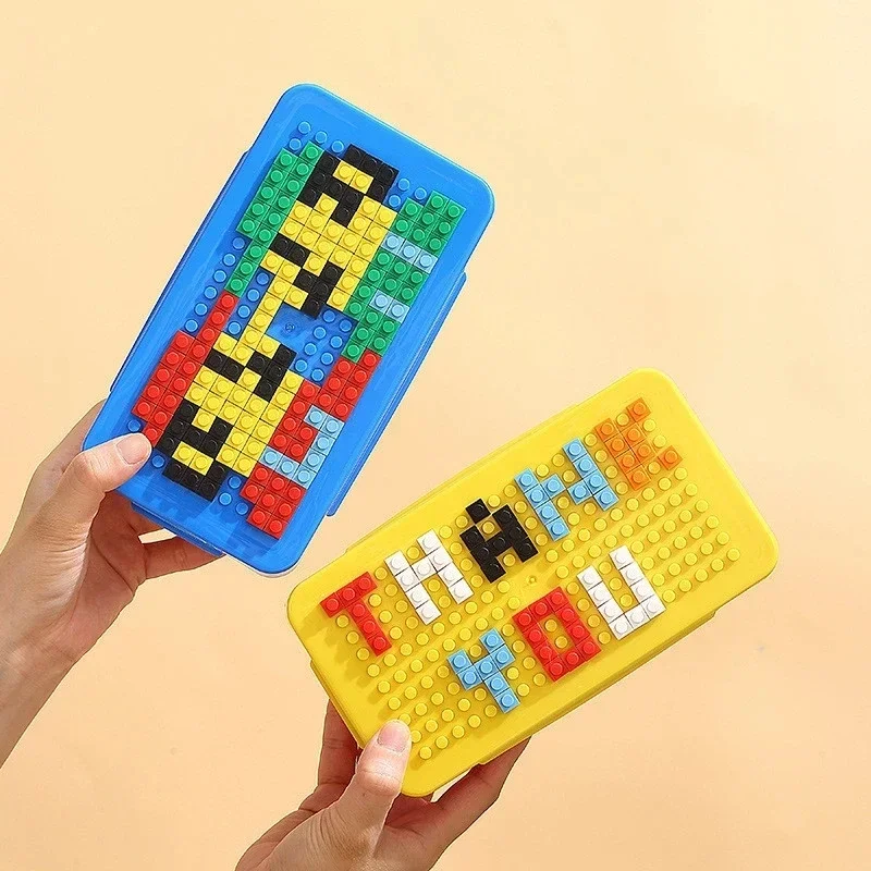 DIY Lunch Box Color Building Blocks Splicing Colorful Children's Student Portable Sealed Lunch Box  Leak Proof Cute Bento Box