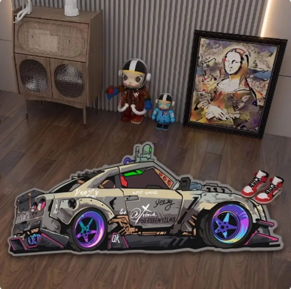 

Ковер спортивного автомобиля VIKAMA неправильной формы для украшения дома, спальни, прикроватной тумбочки, комнаты для киберспорта мальчиков, напольный коврик для кабинета