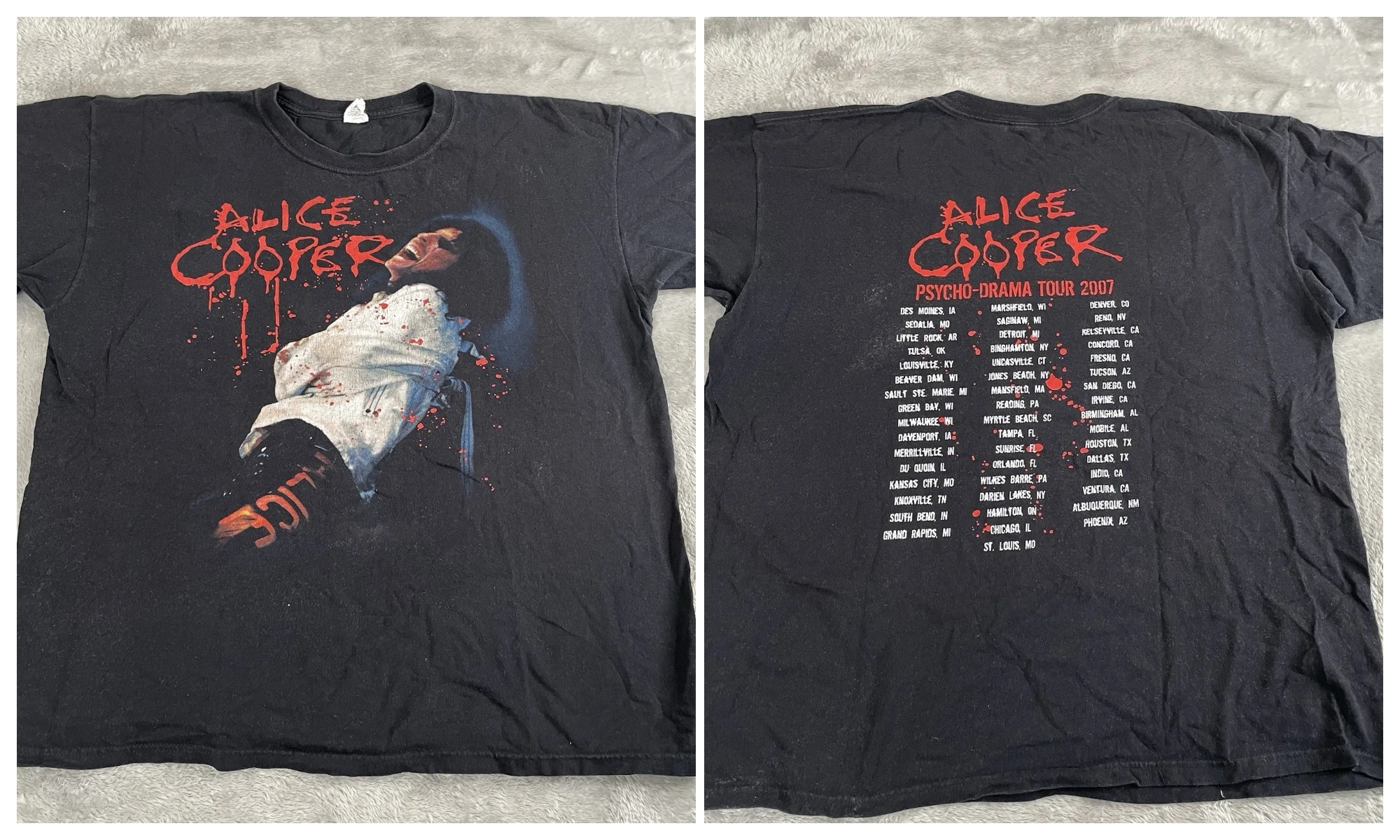 Rock Punk Tops Vintage Alice Cooper 2006 Nightmare Tour Shirt Y2k Vintage Tees Casual Loose Streetwear Print T Shirts Unisex - view 3