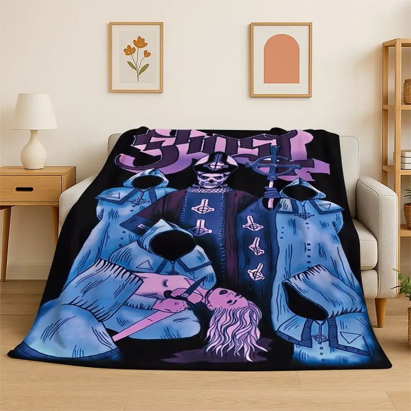 Rock Metal Dark Ghost Band Papa Emeritus Flannel Blanket,Ultra Soft Plush Throw for Home Bedroom Bed Sofa Cover Office Picnic