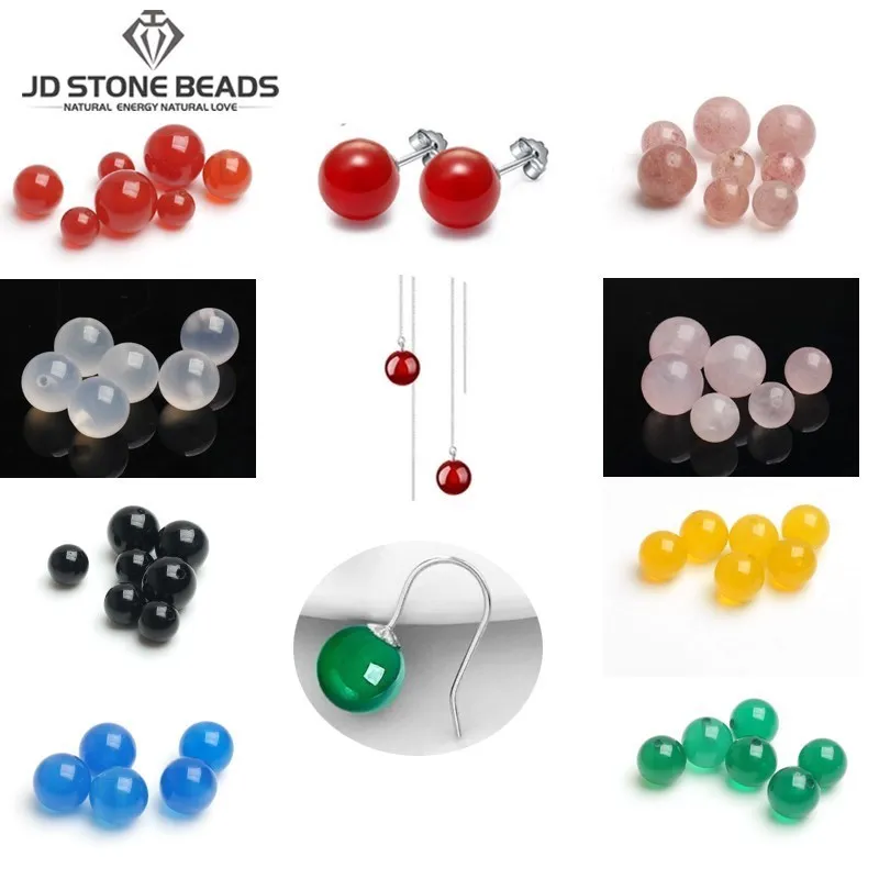 

Natural Agate Beads Half Hole Color Dyed Agate Beads Earring Making White Turquoise Size 6/8/10MM Accessory For Jewelry Making