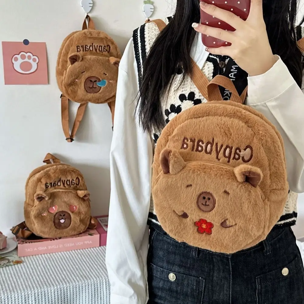 New Capybara Backpack Cartoon Large Capacity Schoolbag Flower School Backpack
