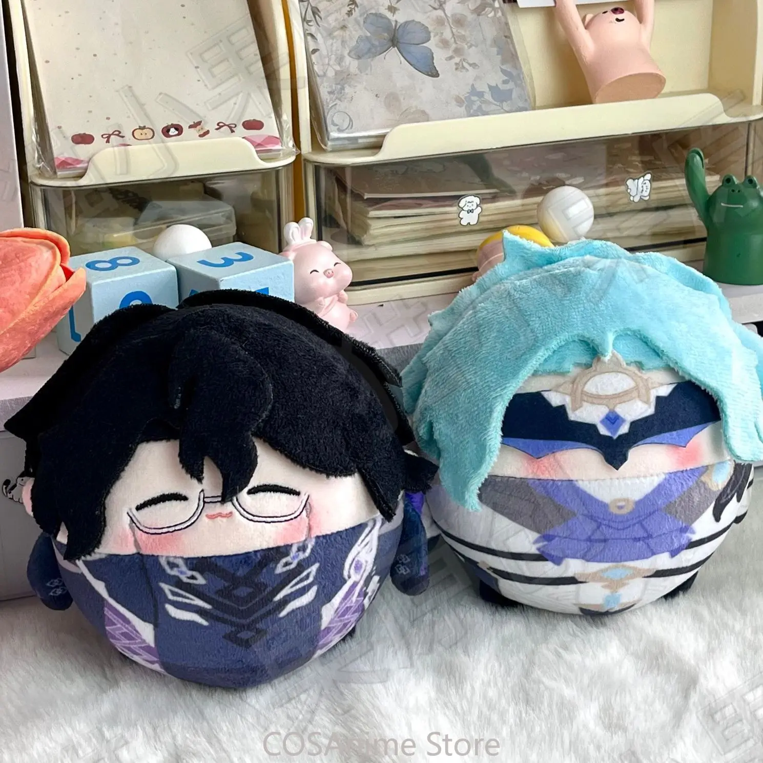 Genshin Impact Pantalone Il Dottore 10cm Anime Game Cosplay Q-Version Plüsch Dango Figur Baumwollball Schlüsselanhänger Anhänger Geschenk Weihnachten