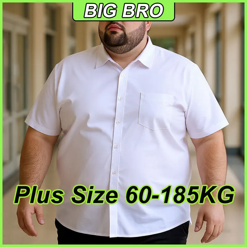 Men's Casual Shirt Plus Size Short Sleeve Tees Oversize 10XL 12XL 175kg Tops Formal Summer Fashion Social Dress Colorful Shirts