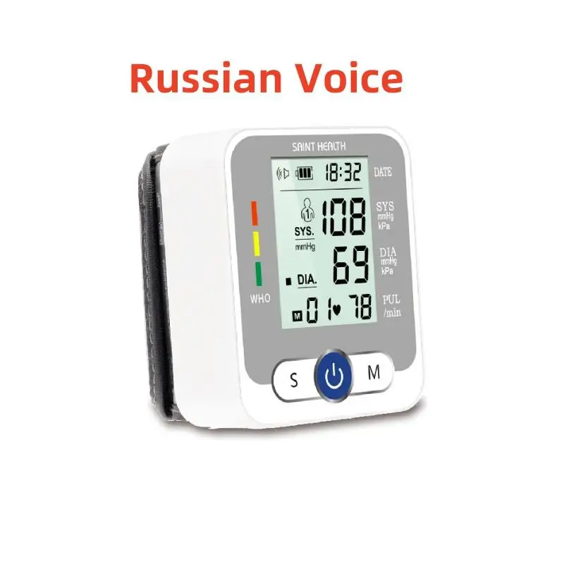 New Russian voice Care Germany Chip Automatic Wrist Digital Blood Pressure Monitor Tonometer Meter for Measuring And Pulse Rate