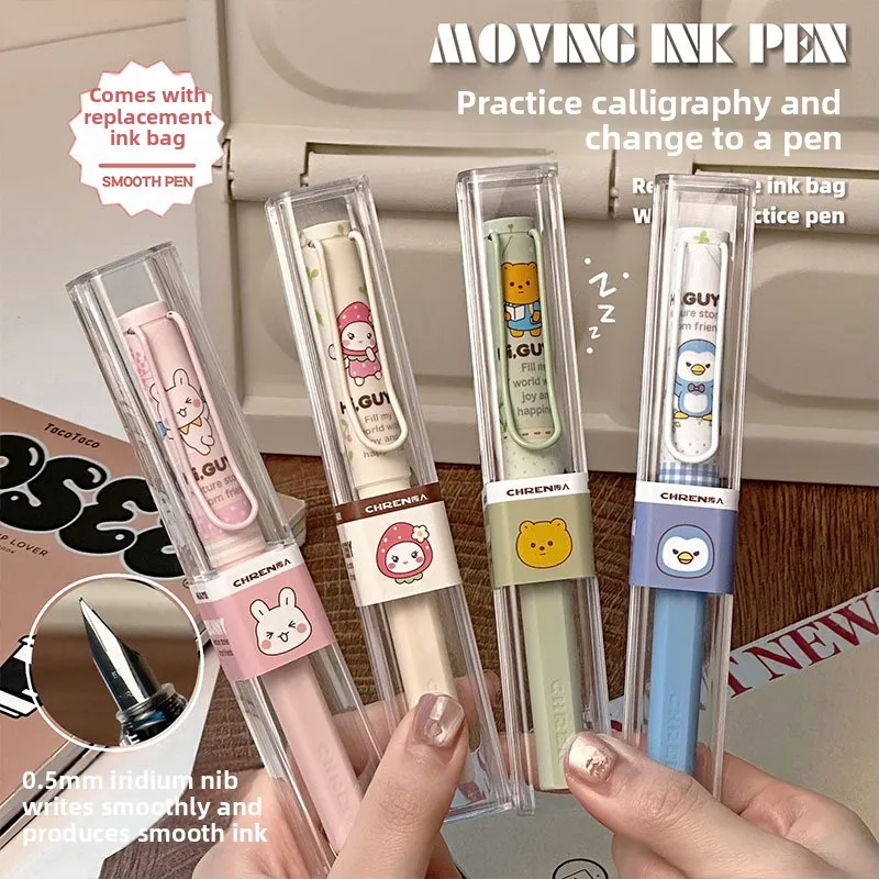 

Fashion Large Capacity Fountain Pen Cute 0.5mm Pen Tip Fountain Pen Cartoon Black Ink Pen for School Office ﻿