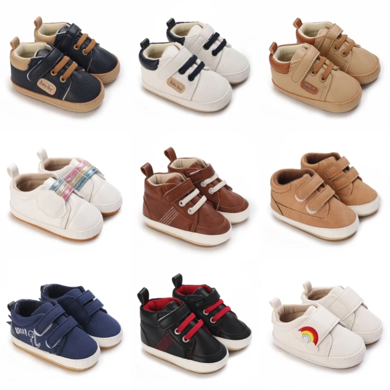 PU Material Sports Shoes for Baby, Walking Shoes, Retro Style, Fashion, 0-18 Months, Latest Style, 2024