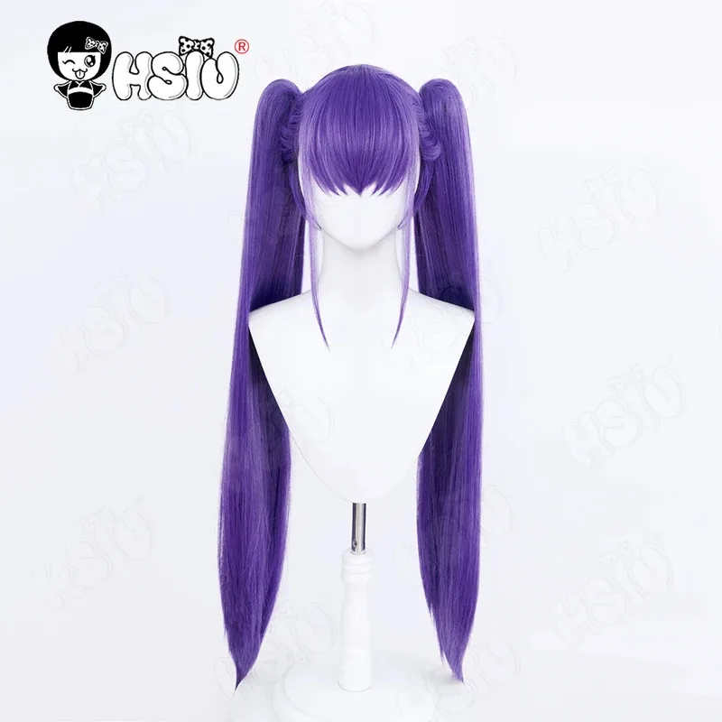 CySchubert Cosplay Wig Fiber synthetic wig Game Azur Lane Cosplay「HSIU 」Purple Mixed Violet Double Ponytail Long Wig+Wig cap