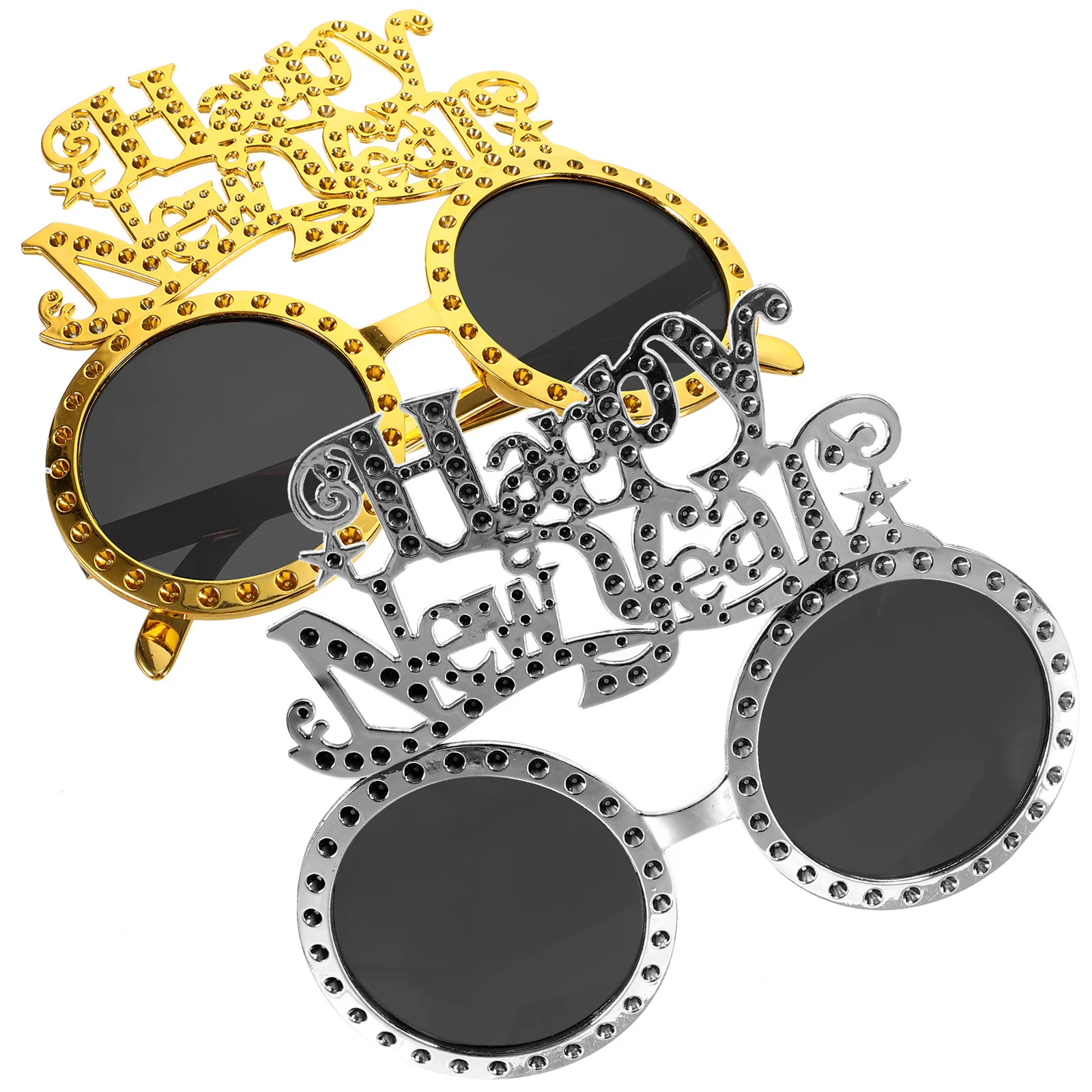 

2pcs New Year Party Glasses Photo Props Funny Eyeglasses Abs Material Bright Color Creative Cosplay Decorative Performance Party