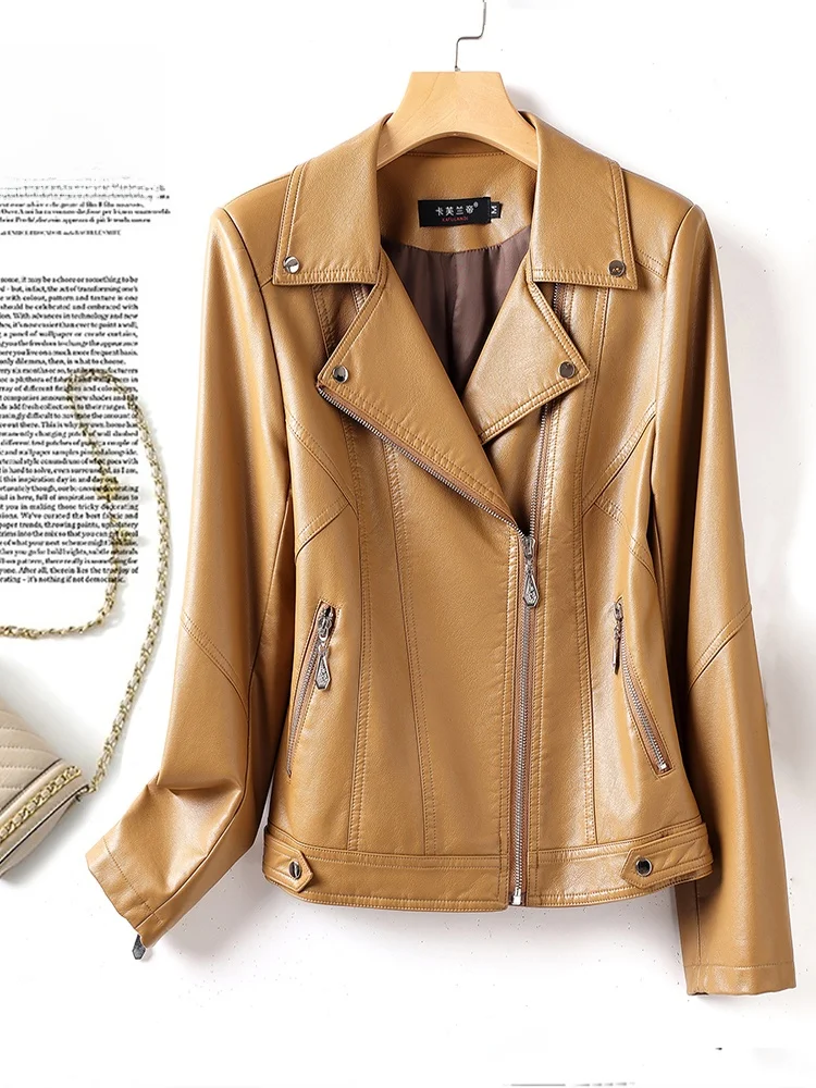 

Модная короткая куртка-косуха из натуральной овечьей кожи для женщин, верхняя одежда, осень-зима 2025, новинка, приталенный крой