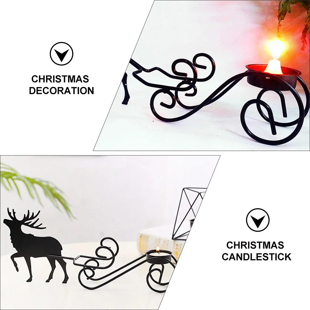 2 pcs Elk Candlestick Holder Iron Black Holders Christmas Decorations For Holiday Decorations Home Decor Supplies