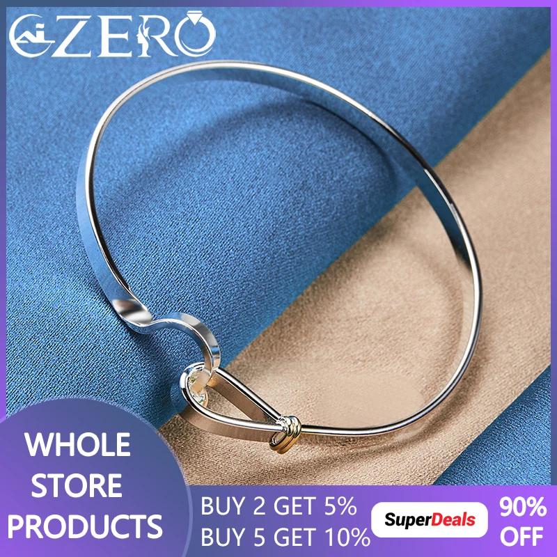 ALIZERO 925 Sterling Silver Cuff Opening Bangle Bracelet For Women Man Wedding Engagement Party Jewelry Fashion Accessories