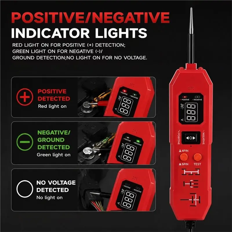 A20K-2 In 1 Automotive Circuit Tester Automotive Relay Tester LED Display Universal 12V /24V Vehicle Electronic Relay Test - view 5