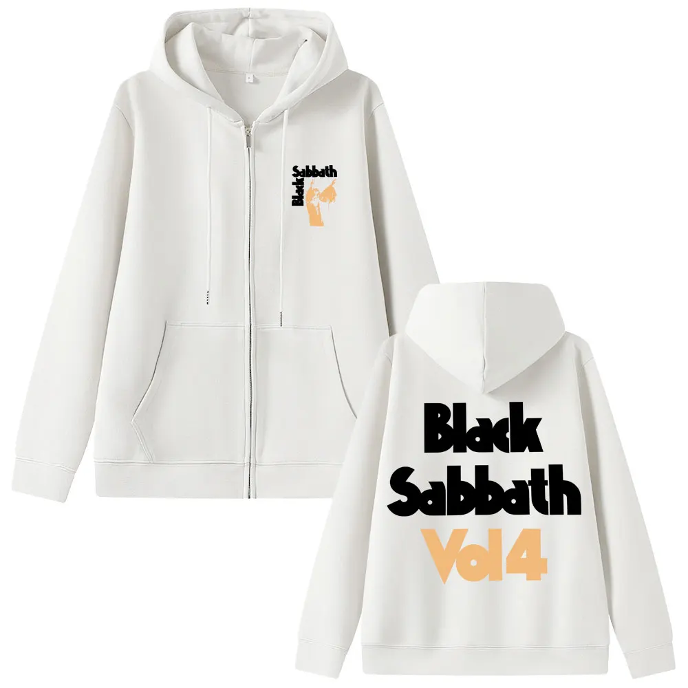 Black Sabbath Ozzy Osbourne Vol 4 Album Zipper Hoodie Men Women Heavy Metal Rock Band Coat Man Vintage Oversized Zip Up Jacket