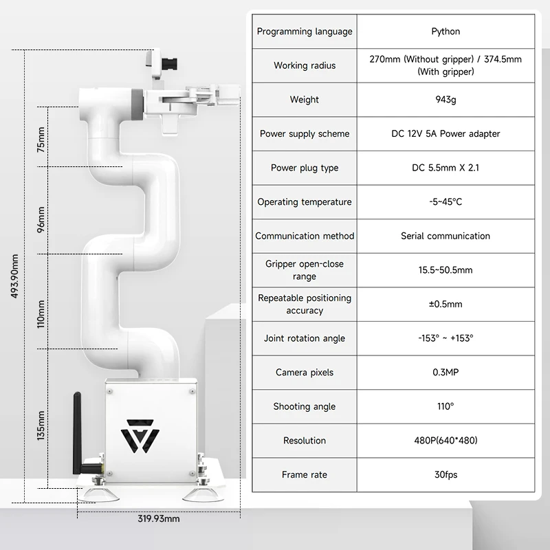 7 DOF Robotic Arm Jetson NANO ROS Robot AI Visual Recognition  Collaborative Desktop Flexible Robotic Movelt Simulation Control