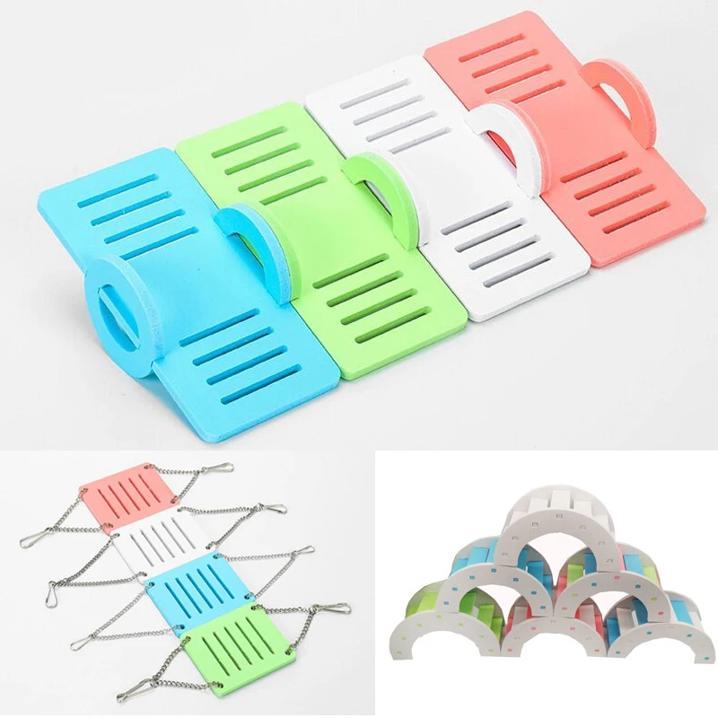 Tobogán para hámster ensamblado, juguete, conejillo de indias, oso dorado, casa de hámster colorida de madera, jaula para mascotas pequeñas, juguetes, accesorios para hámster, 1 ud.