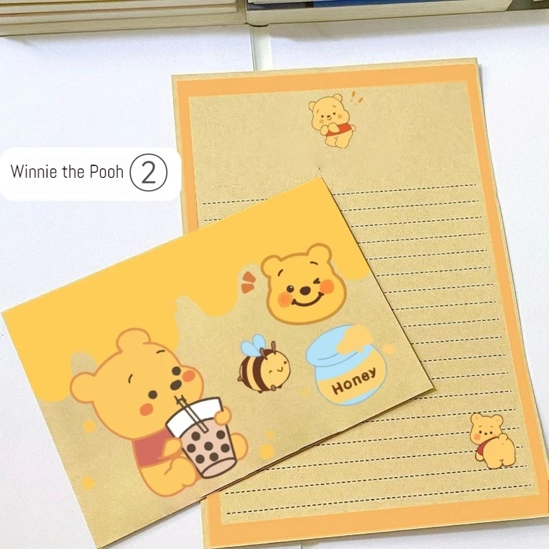 20 pcs/set Winnie the Pooh Kraft paper envelope letter paper anime cartoon set creative letter paper wishing children a gift