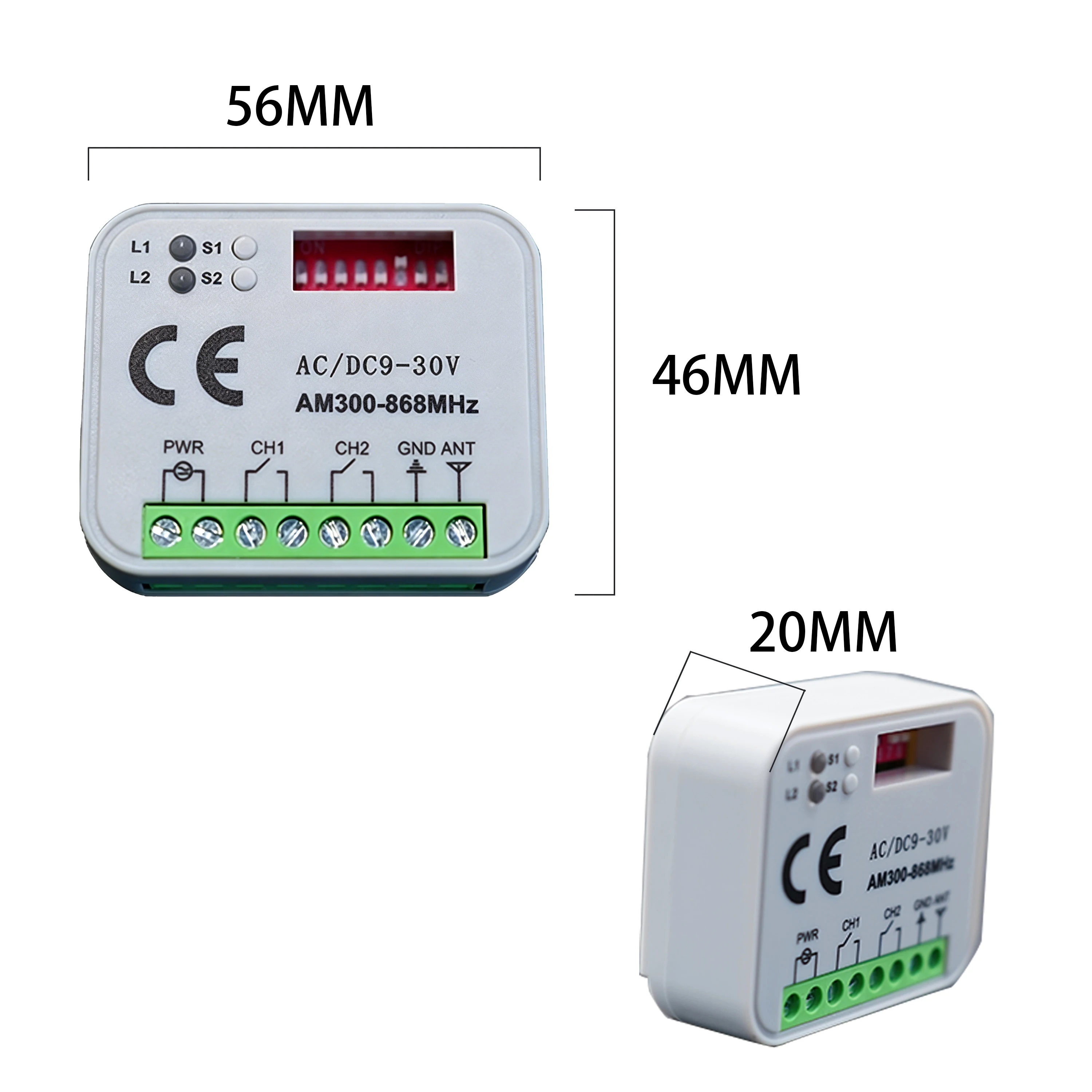 Garage Door Receiver 433MHz 300-868MHz Multi-frequency Switch 2-Channel Module & 433.92MHz Remote Control Transmitter - view 5