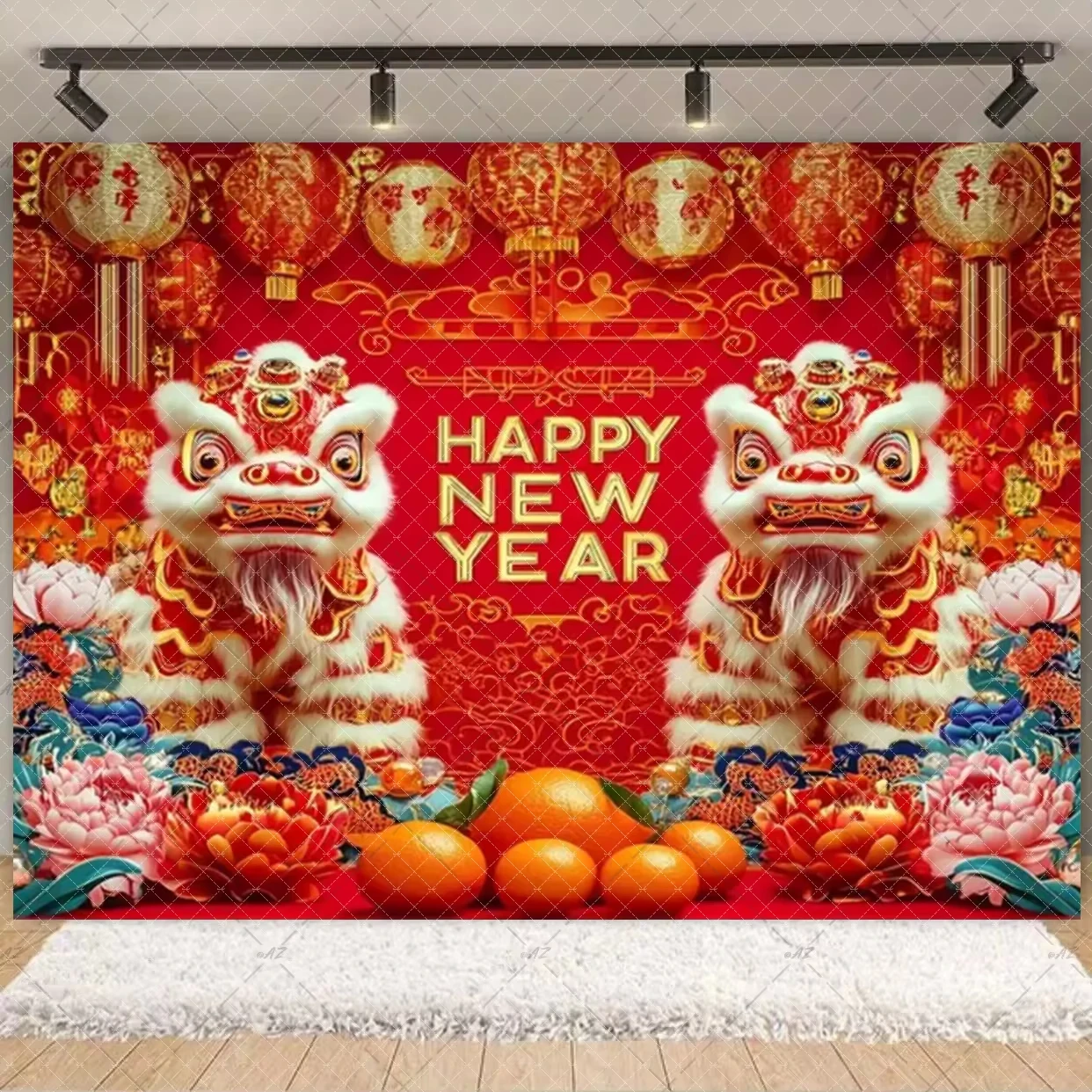 2026 خلفية رأس السنة الجديدة مهرجان رقص الأسد الديكور جودة نسيج متين حفلة مهرجان المنزل الاحتفال الديكور الدعائم