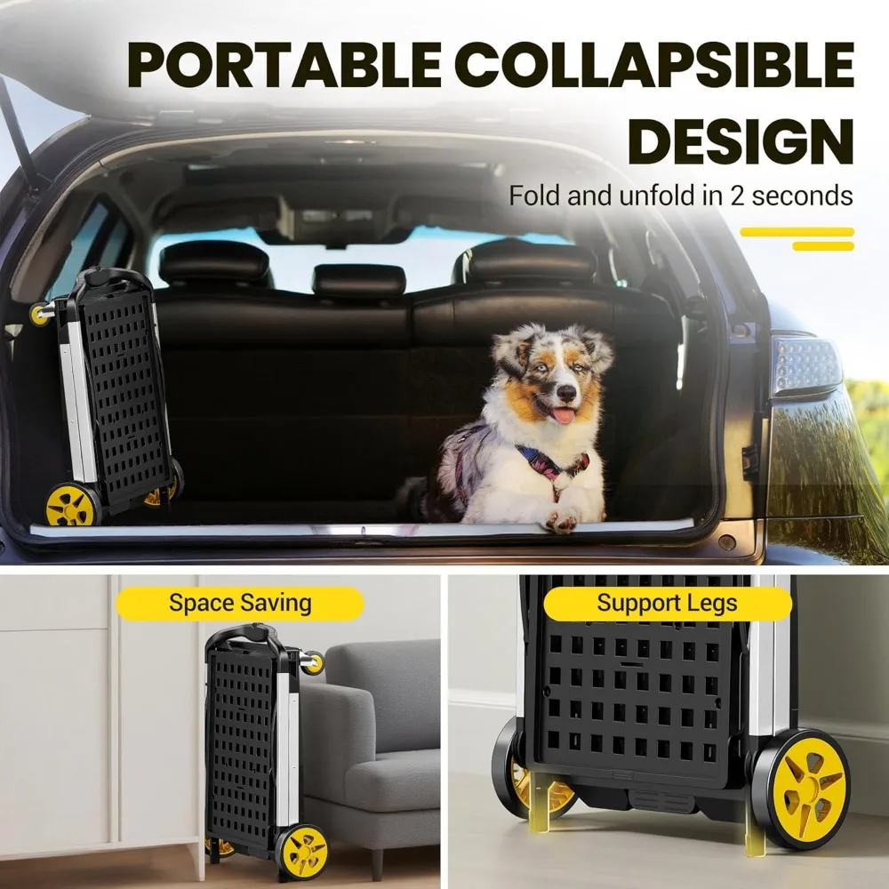 عربة تسوق قابلة للتوسيع، عربة أدوات ذات سعة 200 رطل مع صناديق تخزين مزدوجة، مقبض قابل لضبط الارتفاع للبقالة #5