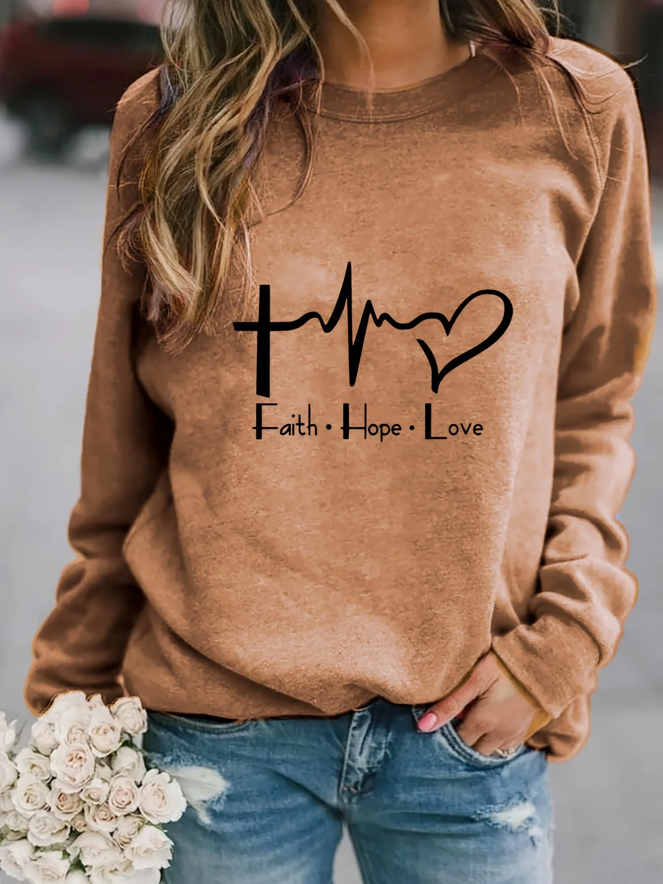 Faith & Love Letter Graphic Print Women\'s Hoodies Oversized Sweatshirts New In Women Clothing Casual Streetwear Fashion Blouse