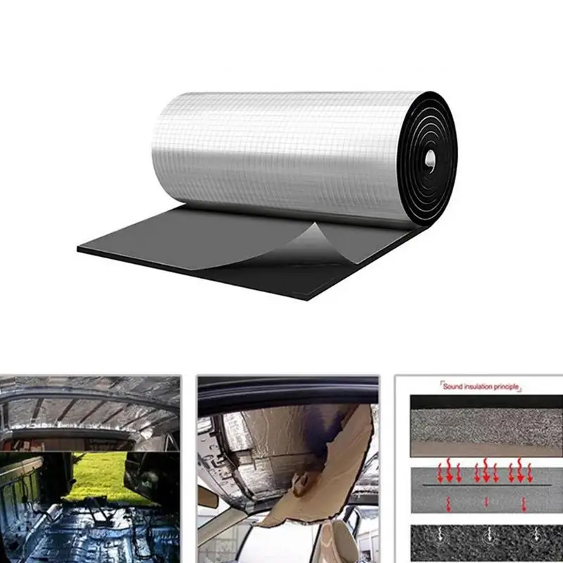 Car Sound Insulation Mat Aluminum Foil Anti-noise Cotton Pads Self-Adhesive Roof Sound Insulation Proofing Deadener Mat