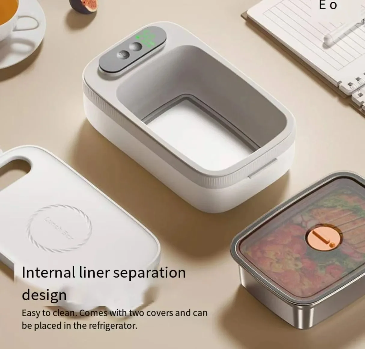 Wireless Rechargeable Electric Heating Lunch Box No Water Filling, Portable LCD Display, Intelligent Temperature Control