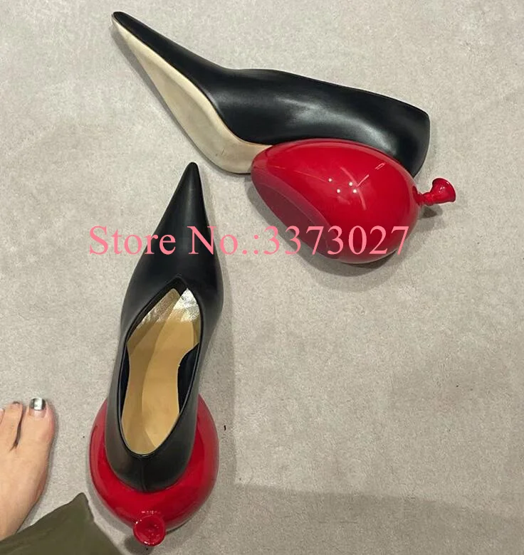 New Arrival 2024 Balloon Heel Lady Pumps Sexy Unique Design Strange Heel Woman Shoes Fashion Pointed Toe Banquet Shoes Dropship