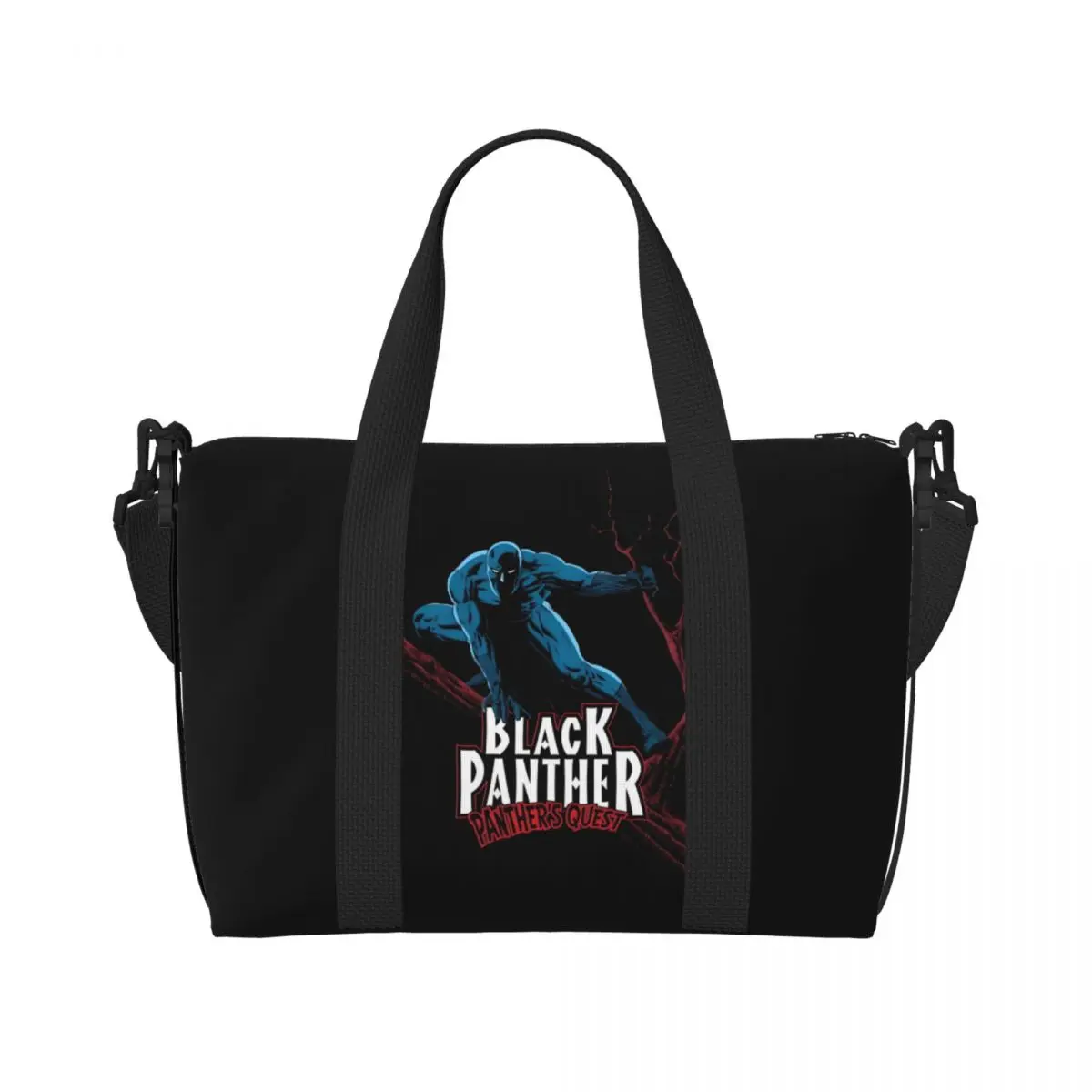 

Custom Black Panther Tote Bag for Women Large Capacity Comics Beach Gym Travel Bags