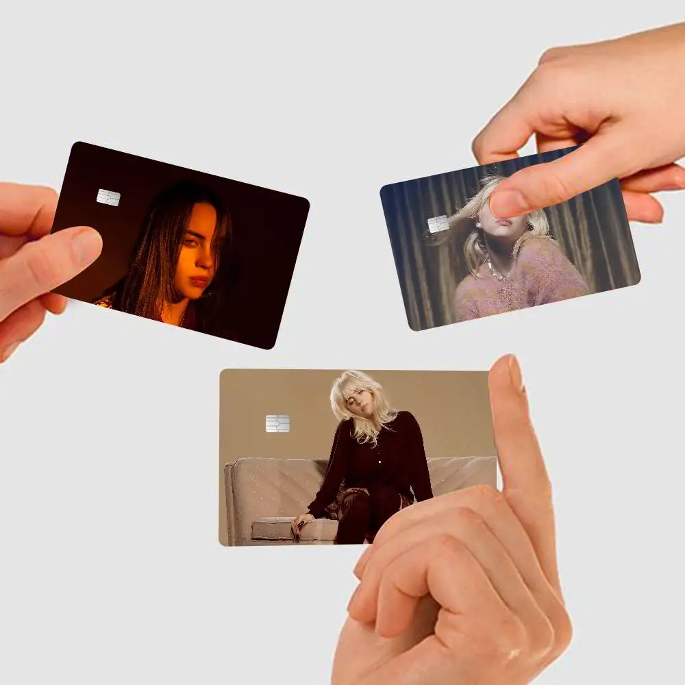 1PC B-Billie Singer E-Eilish 4 Pcs Sticker Film Skin Cover Case For Small Large No Chip Debit Credit Card Front Side