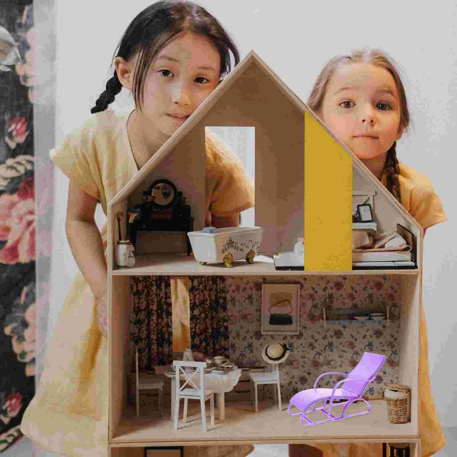 Beach Chair Miniature Dollhouse Furniture Accessories for Crafts Outdoor Decoration Small Dolls Toys