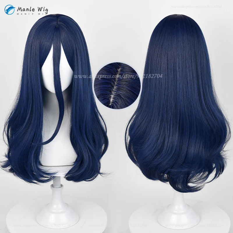 

Kyotaro Sugishita Cosplay Wig 60cm Long Curly Dakr Blue Wig Unisex Anime Wigs Heat Resistant Synthetic Hair Halloween + Wig Cap