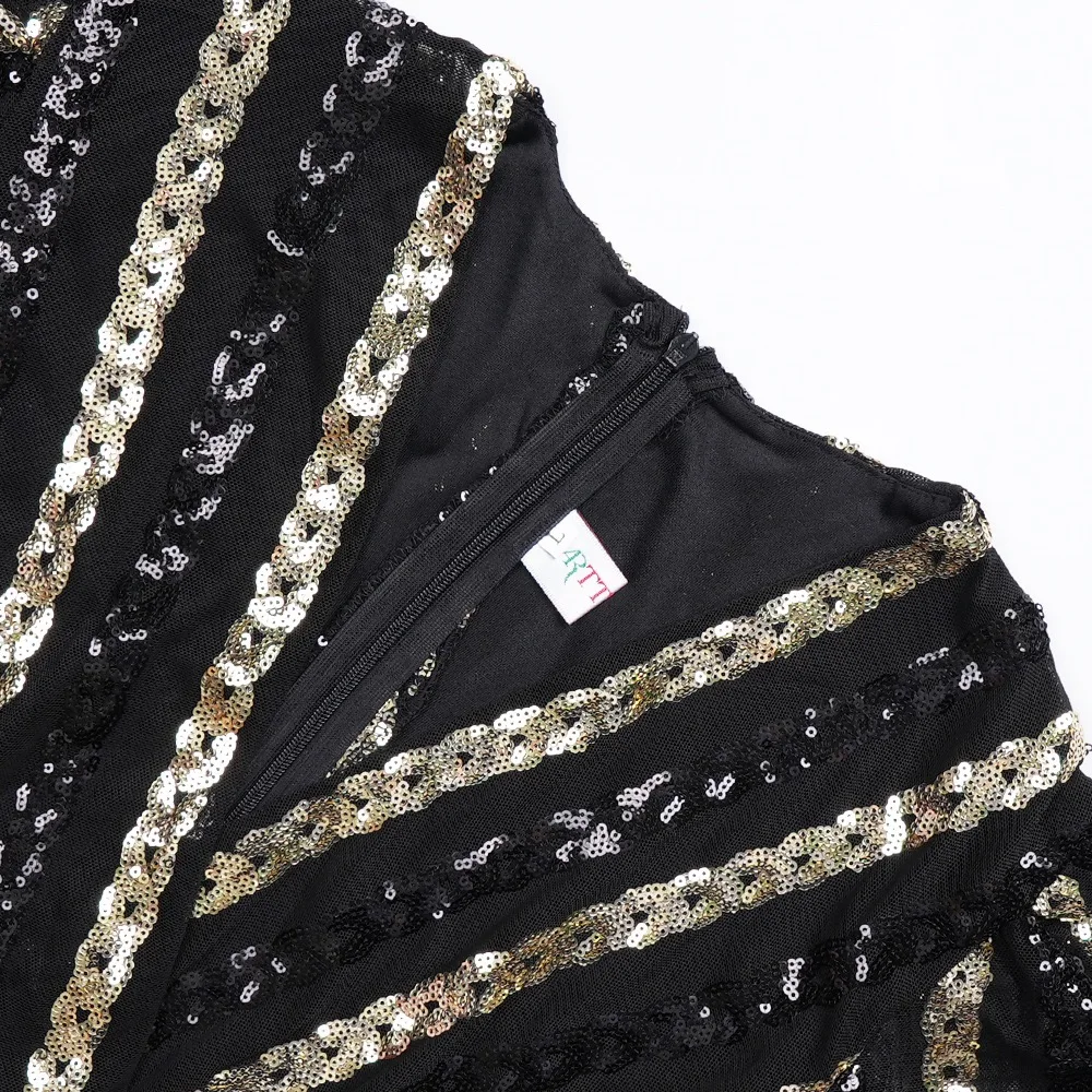 Chiffon Dress for Women Elegant V Neck Three Quarter Sleeve Sequined Belt Waisted Floor Length Luxury Birthday Party Vestidos