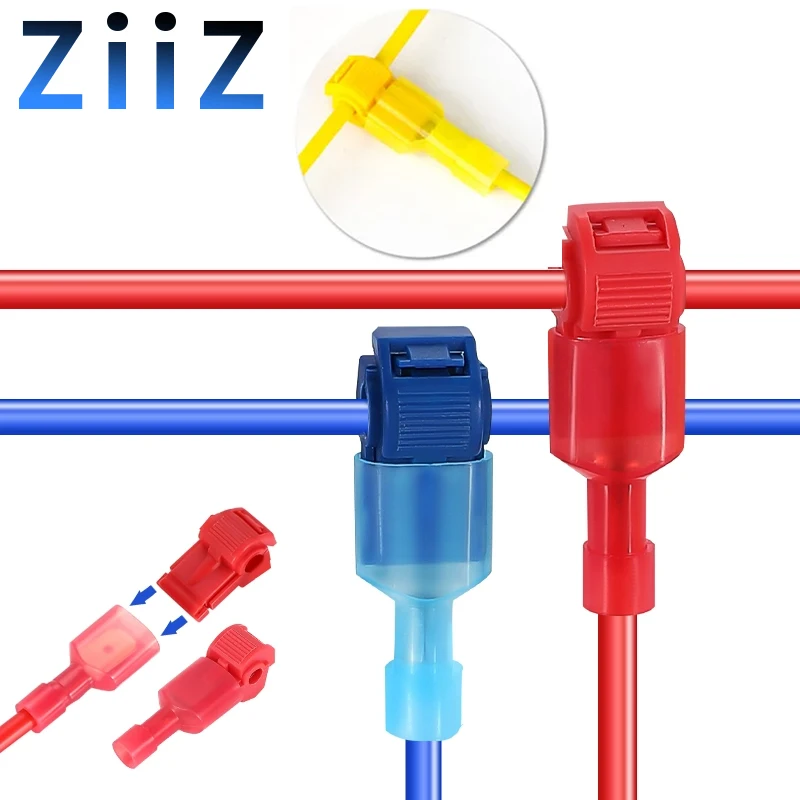 10/30/100Pcs T-Tap Connector Quick Electrical Cable Connector Snap Splice Lock  Waterproof Crimp Wire Terminal blue yellow red