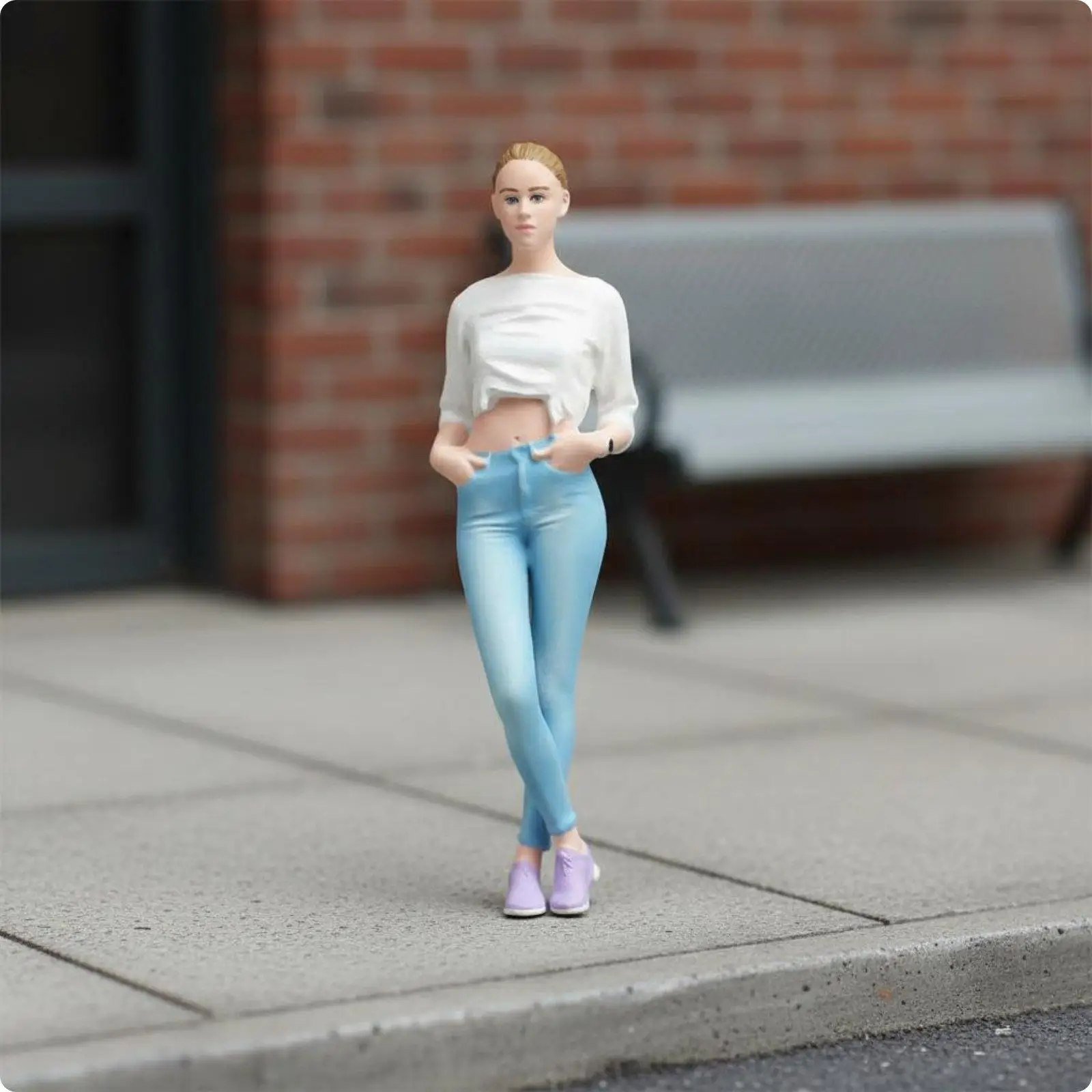 Detailed Hand Painted Girl Doll Figure Resin Miniature for Dollhouse Scene Decor and Cabinet Showcase