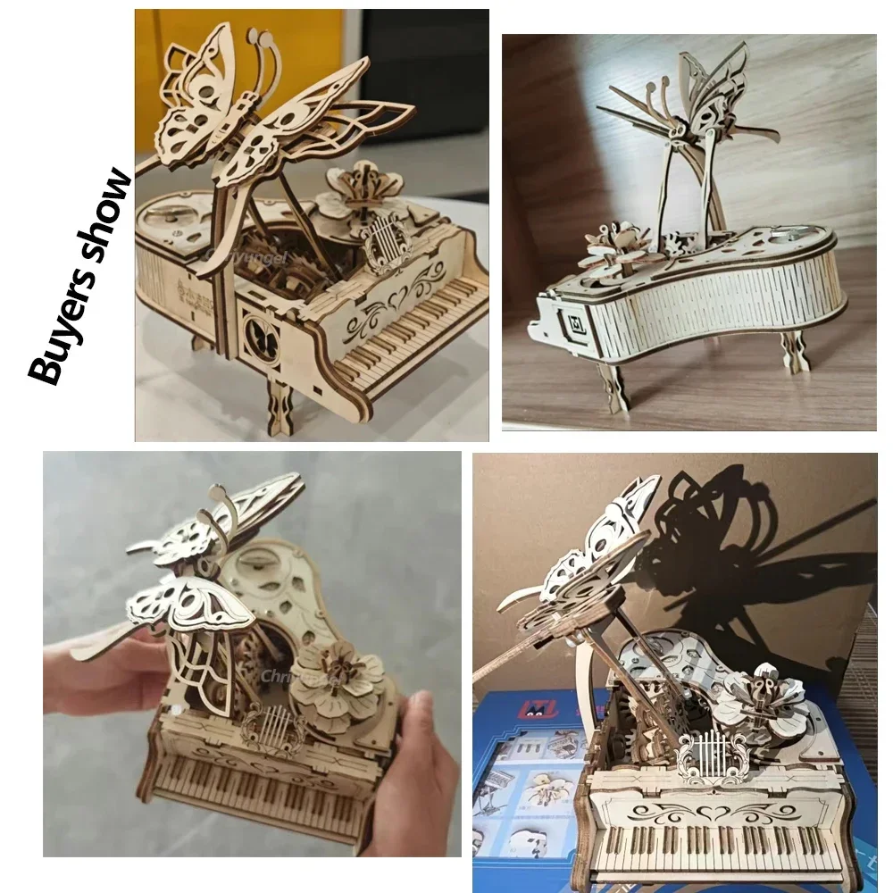 3D Holzpuzzle Spieluhr Klavier-Modellbausatz DIY Montage Musikinstrument Bausätze Heimdekoration Bastelgeschenk für Erwachsene und Jugendliche – Detail 16