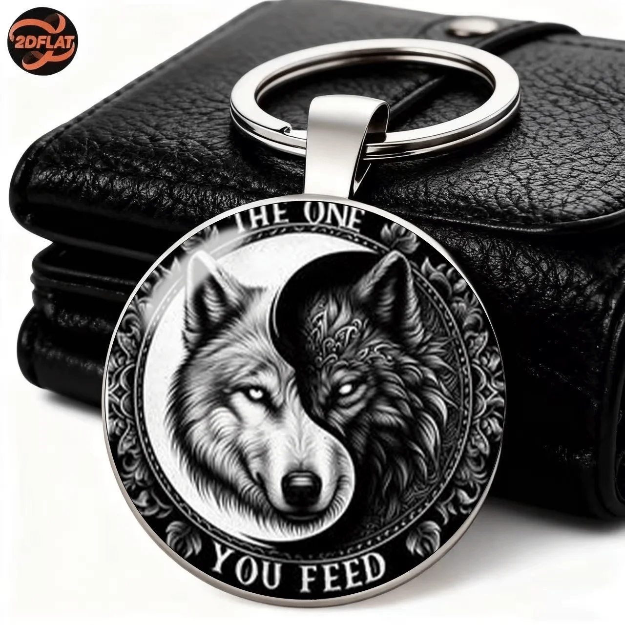 Wolf Yin Yang Schlüsselanhänger – Unisex-Tier-Totem-Autoanhänger, kreatives Geschenk für Familie und Freunde – Detail 1